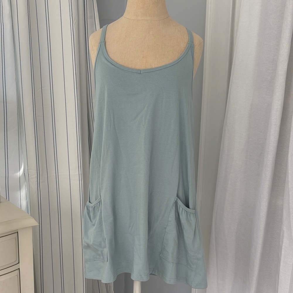 Sporty Light Green Sleeveless Mini Dress
